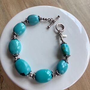VIntage Turqouise and sterling silver bracelet signed BJ, 925 Gorgeous